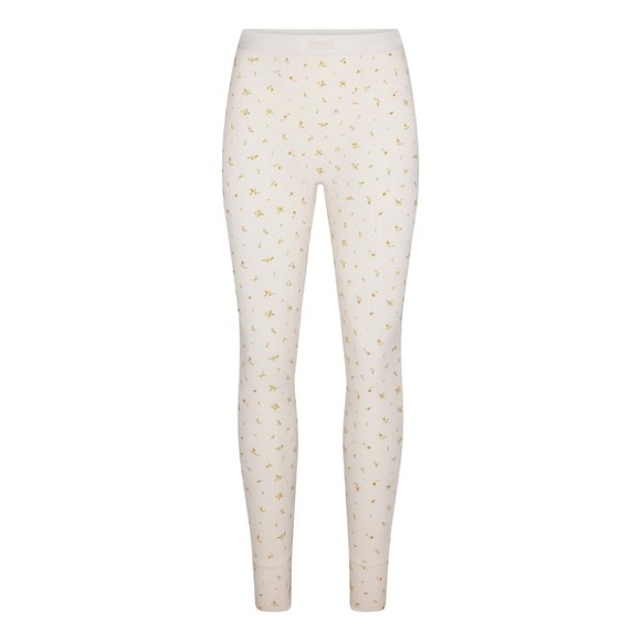 SKIMS Other - Skims Cream Marigold Ribbed Knit Cotton Leggings Limited Edition Sz Medium